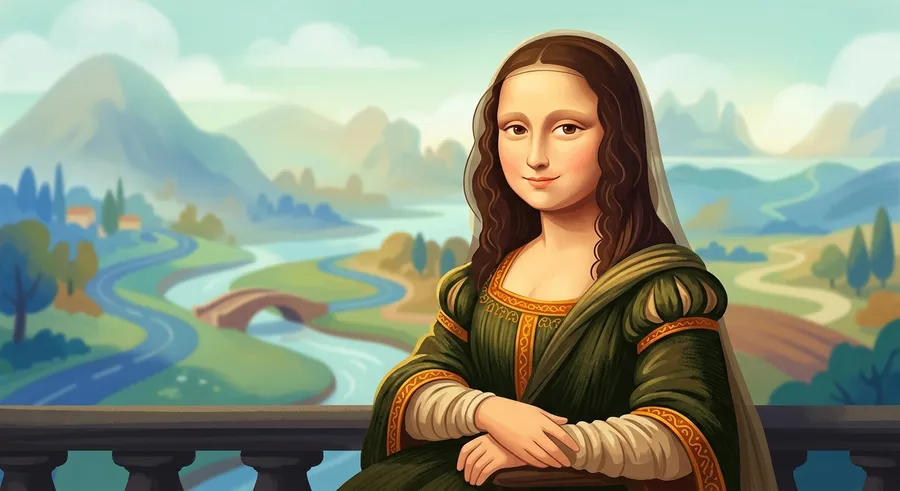 Leonardo da Vinci's Mona Lisa with her famous mysterious smile