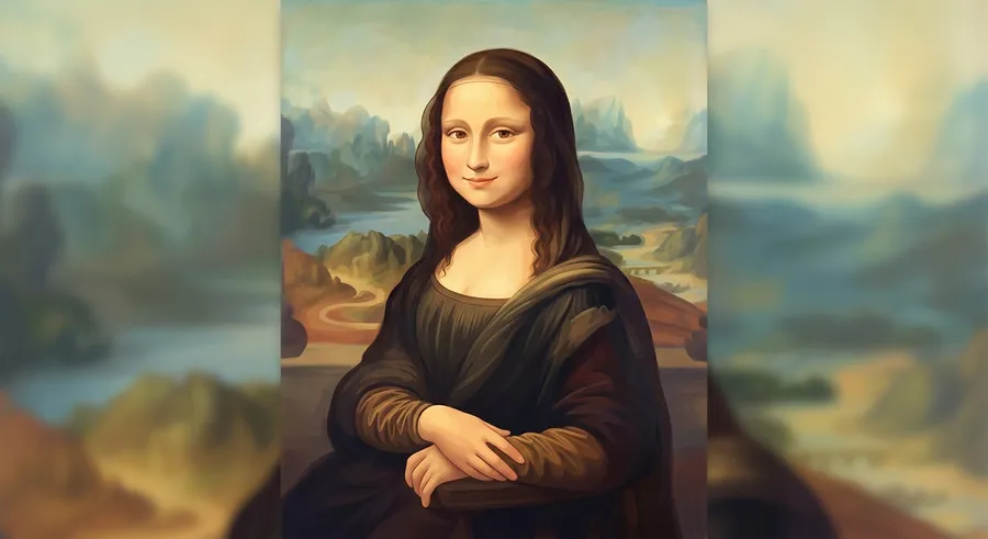 The Mona Lisa, painted with Leonardo da Vinci's smoky sfumato shading