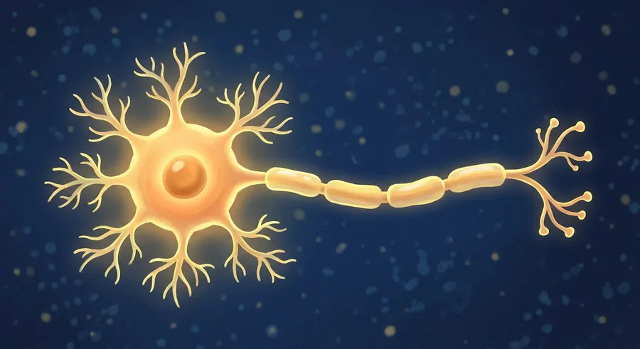 An illustration of a neurone, a tiny brain cell that sends signals