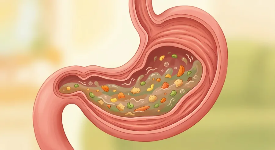 An illustration of the stomach where food is mashed up