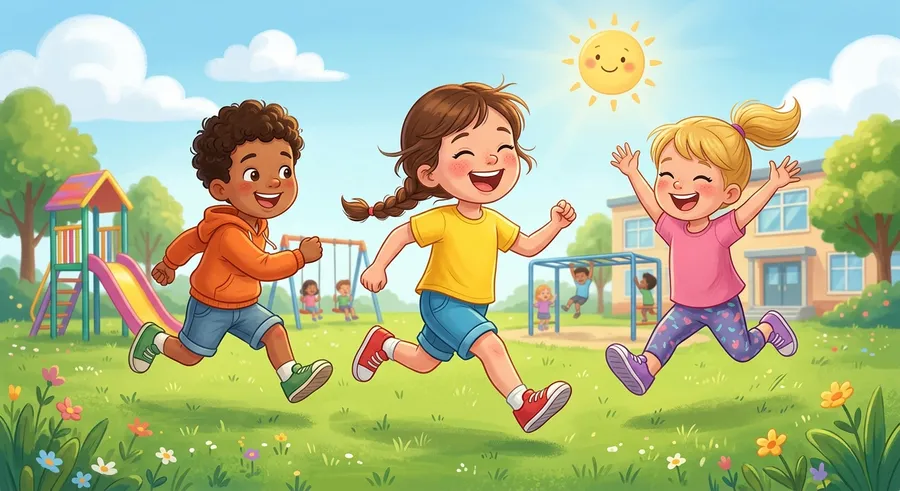 Children running and playing outside to keep their hearts strong
