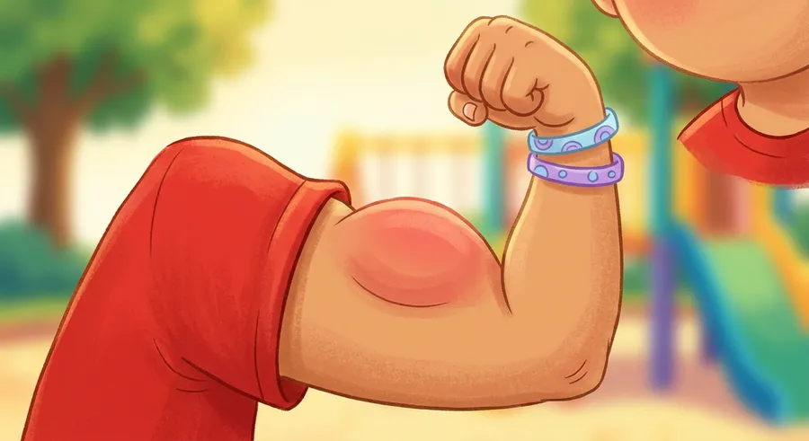 An illustration of an arm bending with the bicep muscle flexed