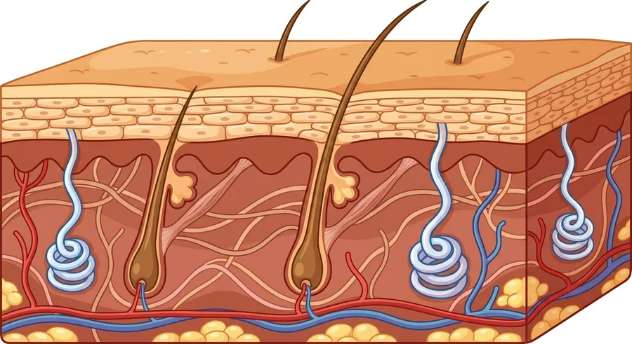 An illustration labelling the epidermis and dermis skin layers