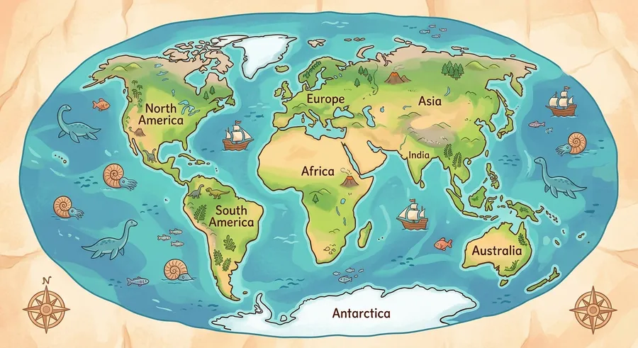 Illustration of the ancient supercontinent Pangaea with all land joined together