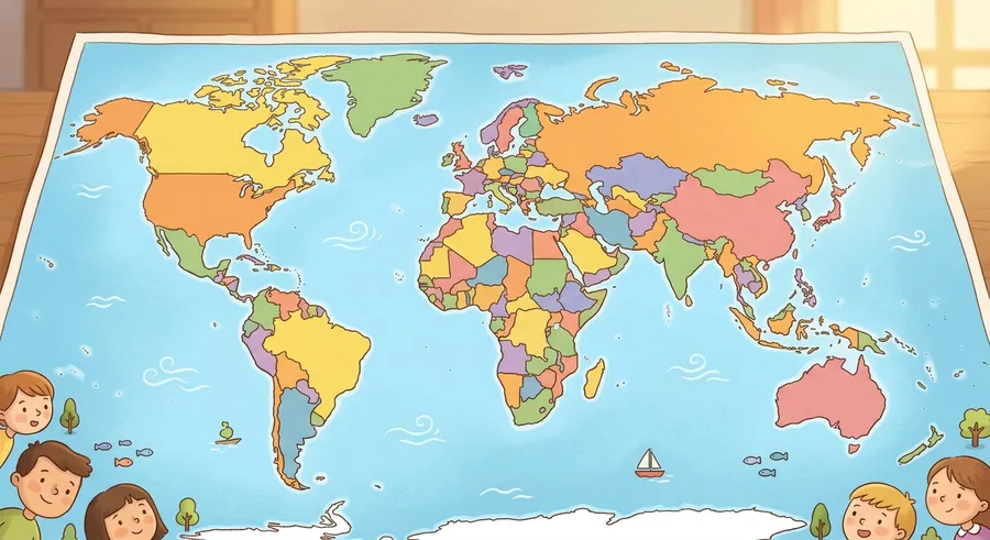 A political world map showing countries divided by borders