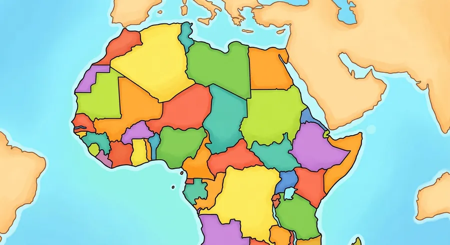 A map of Africa showing its many countries and borders