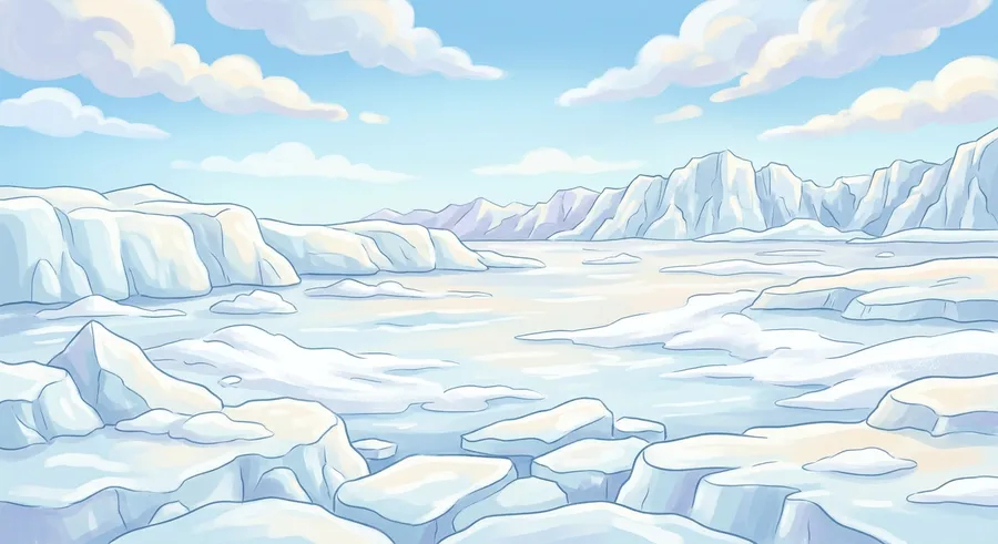 The cold, icy landscape of Antarctica, the world's largest desert