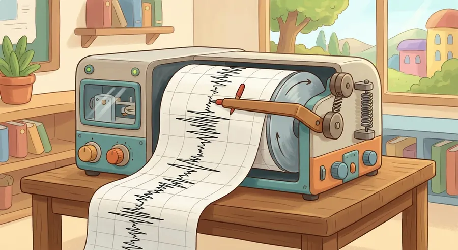 A seismometer drawing wavy lines that record earthquake shaking