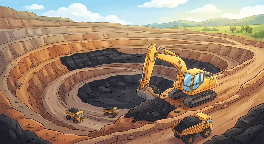 A large open-pit mine where coal is dug from the ground