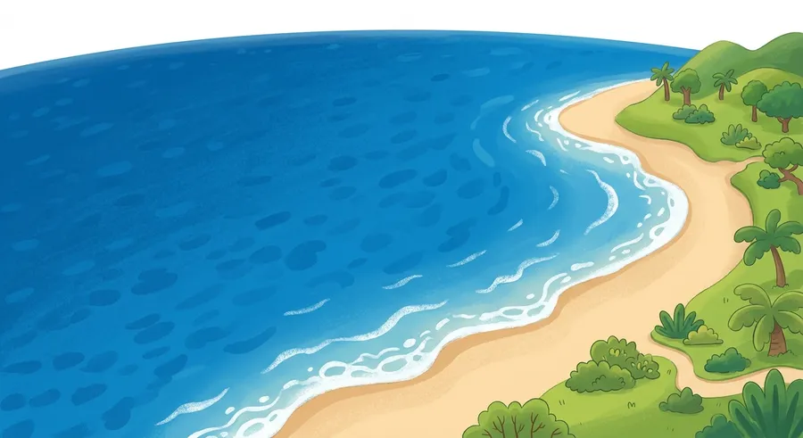 The vast blue Pacific Ocean seen from above along a coastline