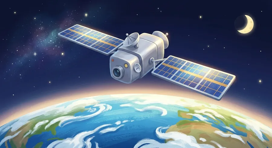 A satellite orbiting high above Earth to map the planet