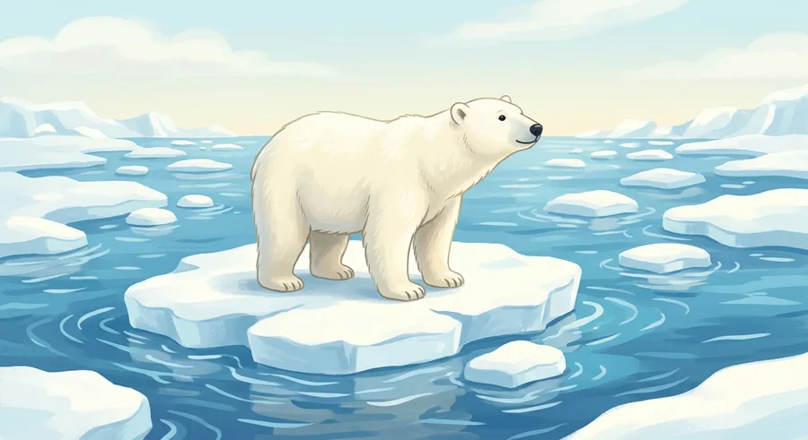 A polar bear standing on floating Arctic sea ice