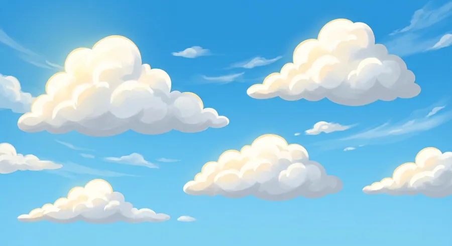Big fluffy white clouds drifting across a blue sky