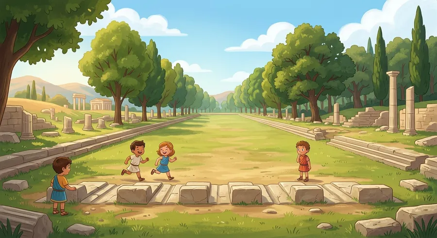 The ruins of the ancient stadium at Olympia where the first Olympics were held