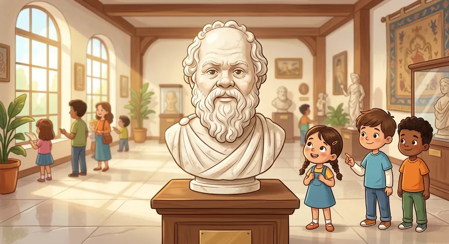 A marble bust of an ancient Greek philosopher