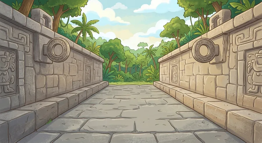A long stone ball court where Mesoamerican players competed