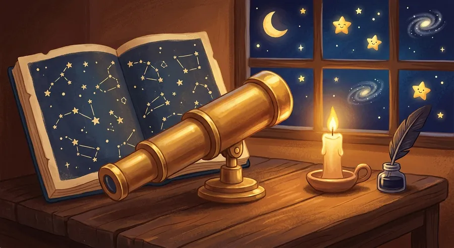 An antique brass telescope like the one Galileo used to study the sky