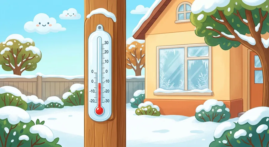 An outdoor thermometer reading below zero to show negative numbers
