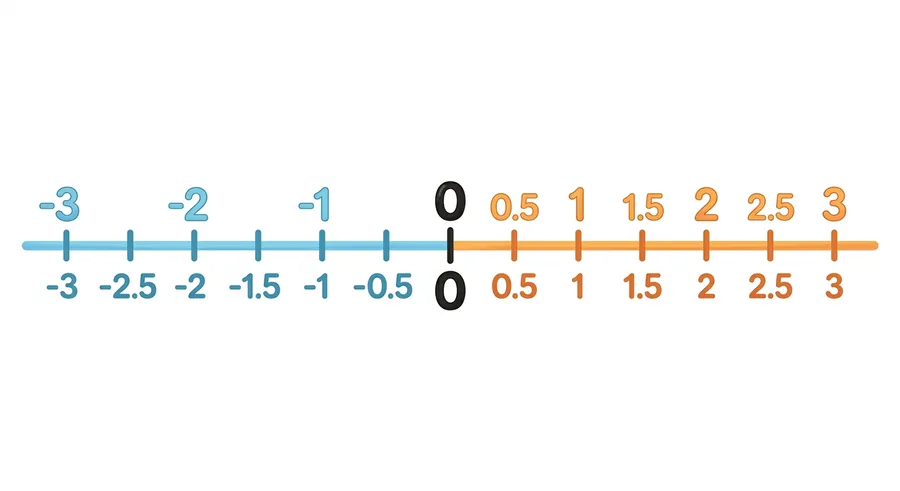 A number line with negative numbers left of zero and positives to the right