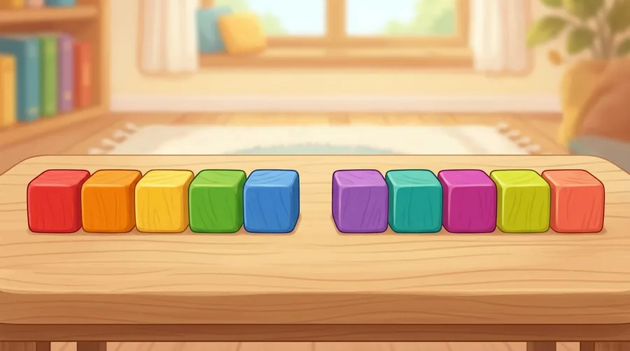 A row of cubes split into two equal halves to show halving