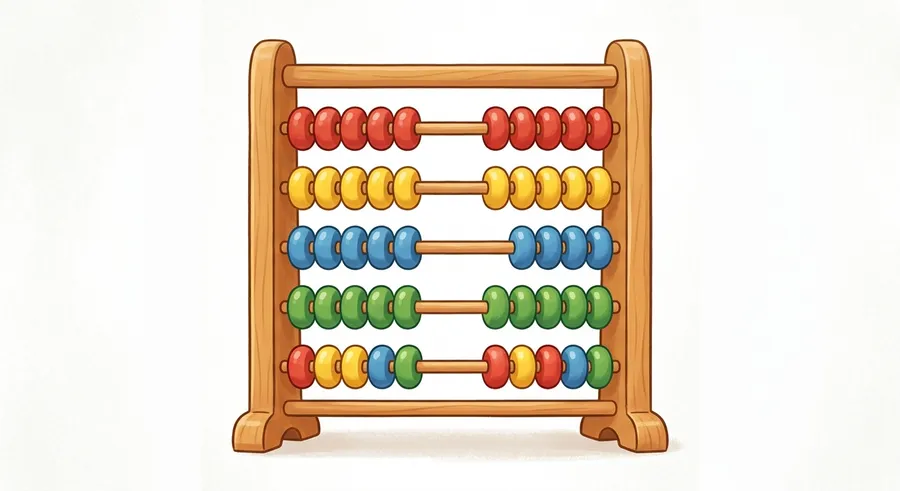 A colourful abacus with rows of beads for skip-counting in groups