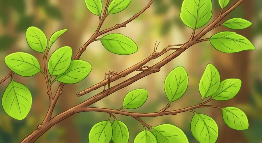 A stick insect blending in perfectly with a thin brown twig
