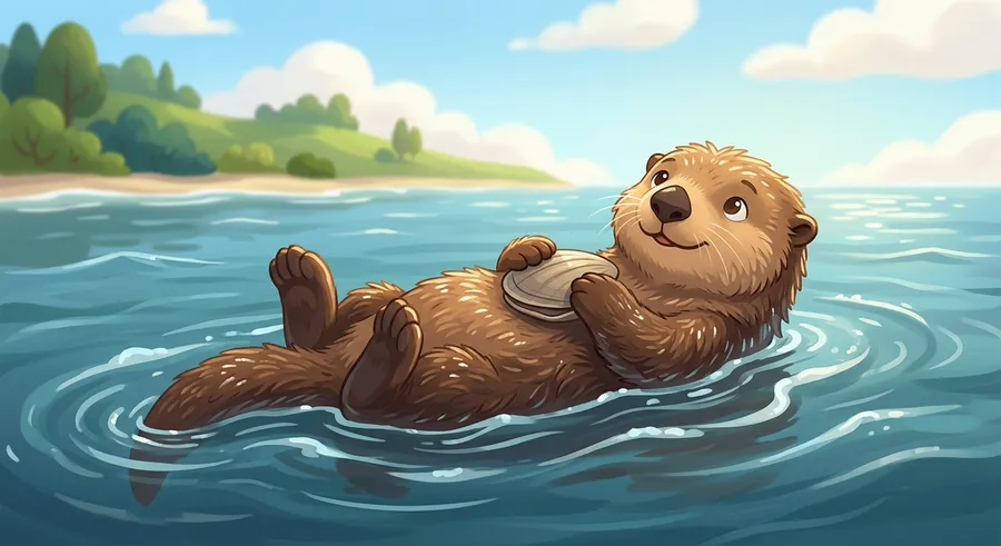 A sea otter floating on its back in the water