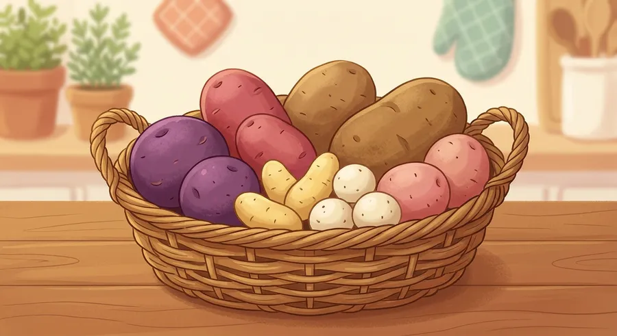 Many different varieties of potato showing variety within one species