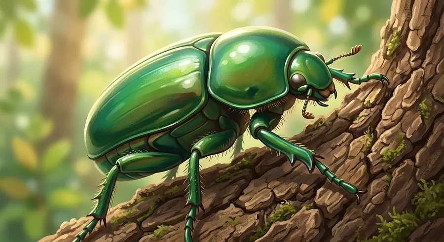 A close-up of a beetle showing its hard, shiny exoskeleton