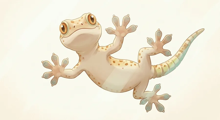 A gecko clinging to a smooth surface with its specially adapted sticky toes