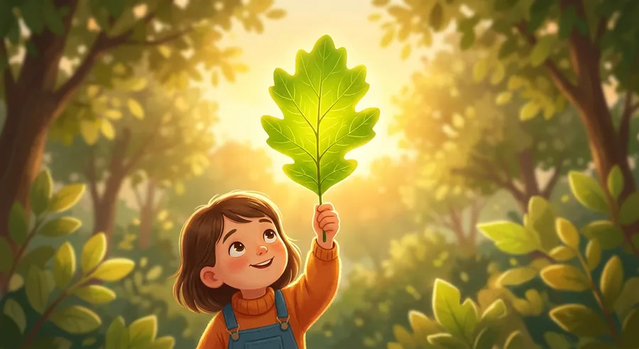 A bright green leaf glowing as sunlight passes through it
