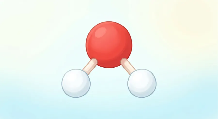 A ball model of a water molecule with two hydrogen and one oxygen atom