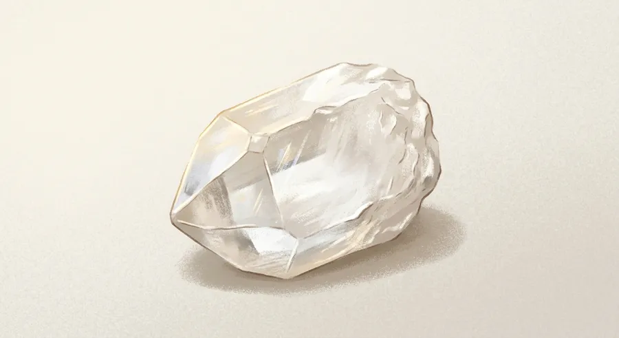 A rough, glassy quartz crystal, a common rock-forming mineral
