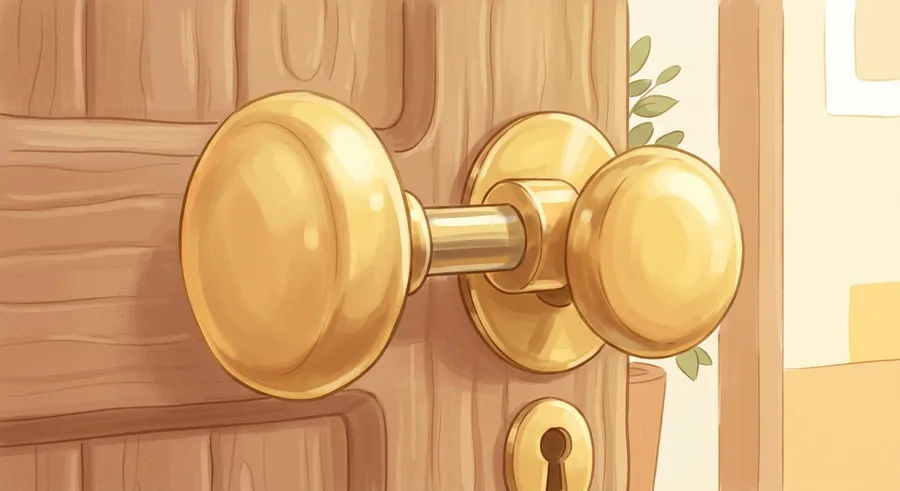 A round door knob, an example of a wheel and axle