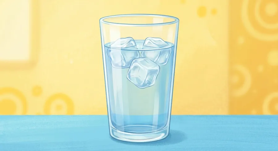 Ice cubes floating on top of water in a clear glass