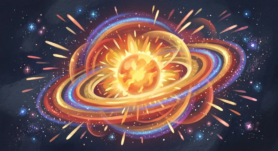 A giant star exploding as a supernova, scattering elements into space