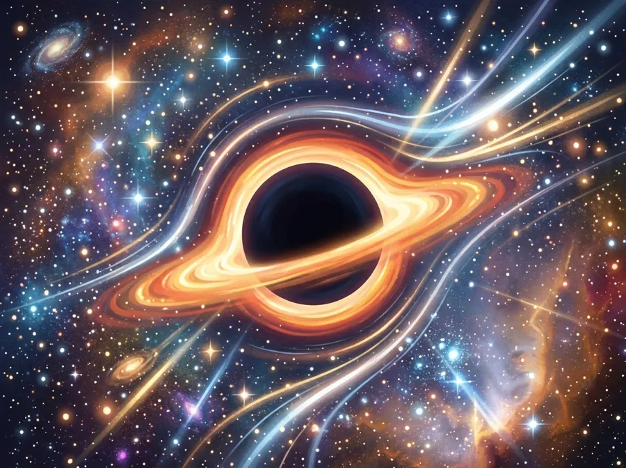Starlight bending around the powerful gravity of a black hole