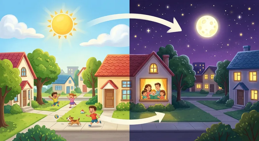 Find out why the sky is bright in the day and dark at night, and how Earth spinning causes this to happen every single day.