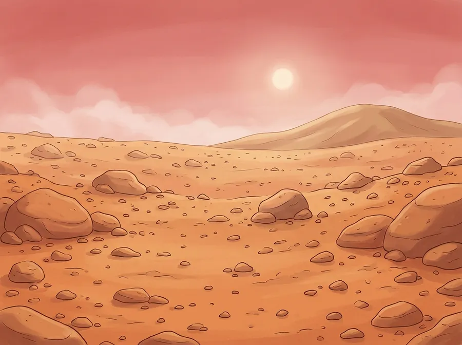 The rusty red surface of Mars, the Red Planet
