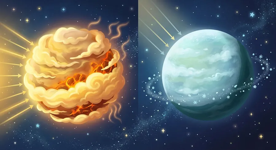 Some planets are super hot and some are freezing cold. Discover why a planet's distance from the Sun and its atmosphere make it warm or icy!
