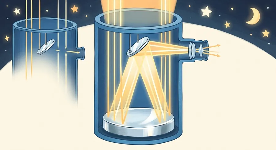 A reflecting telescope using a big curved mirror to gather light